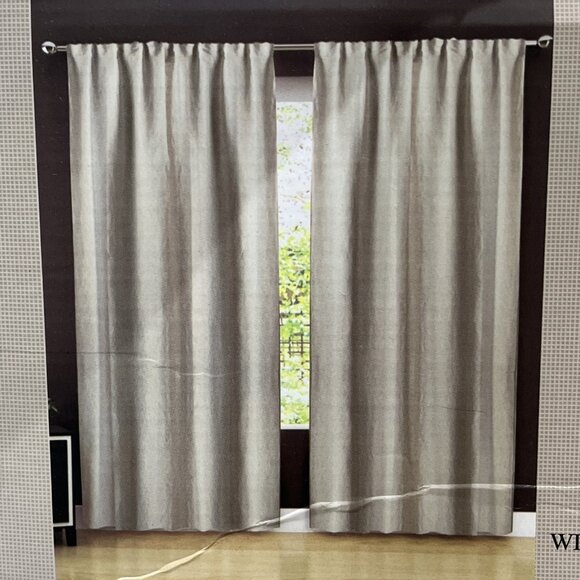 Pure Luxury Drapes Curtains Beige Natural Flax Linen Lined‎ Set Of 2 Panel 50x96 - Picture 1 of 12